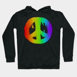 Ragged Peace Sign Rainbow Hoodie